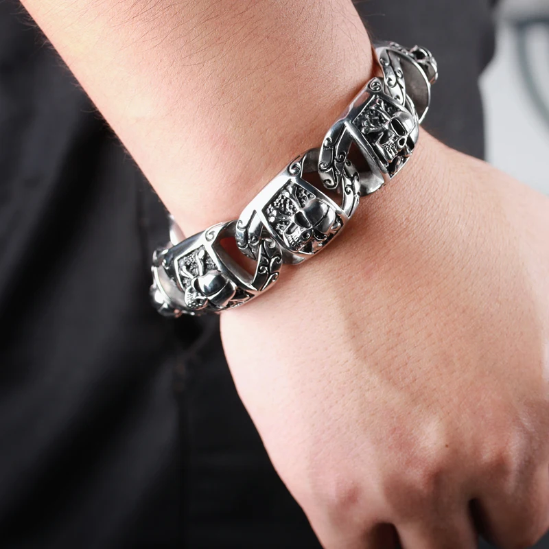 Мужской браслет цепь в виде черепа из нержавеющей стали 316L 26 мм 8 7 дюйма|bracelet