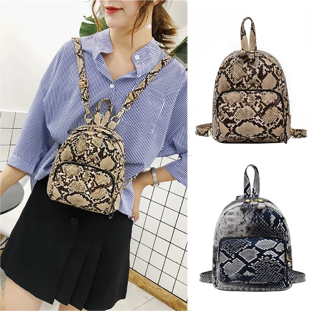 MUQGEW Female Backpack Leopard Snake Reticulated Canvas Versatile Print Fashion ZIPPER Pack Students Shoulder Bag mochila