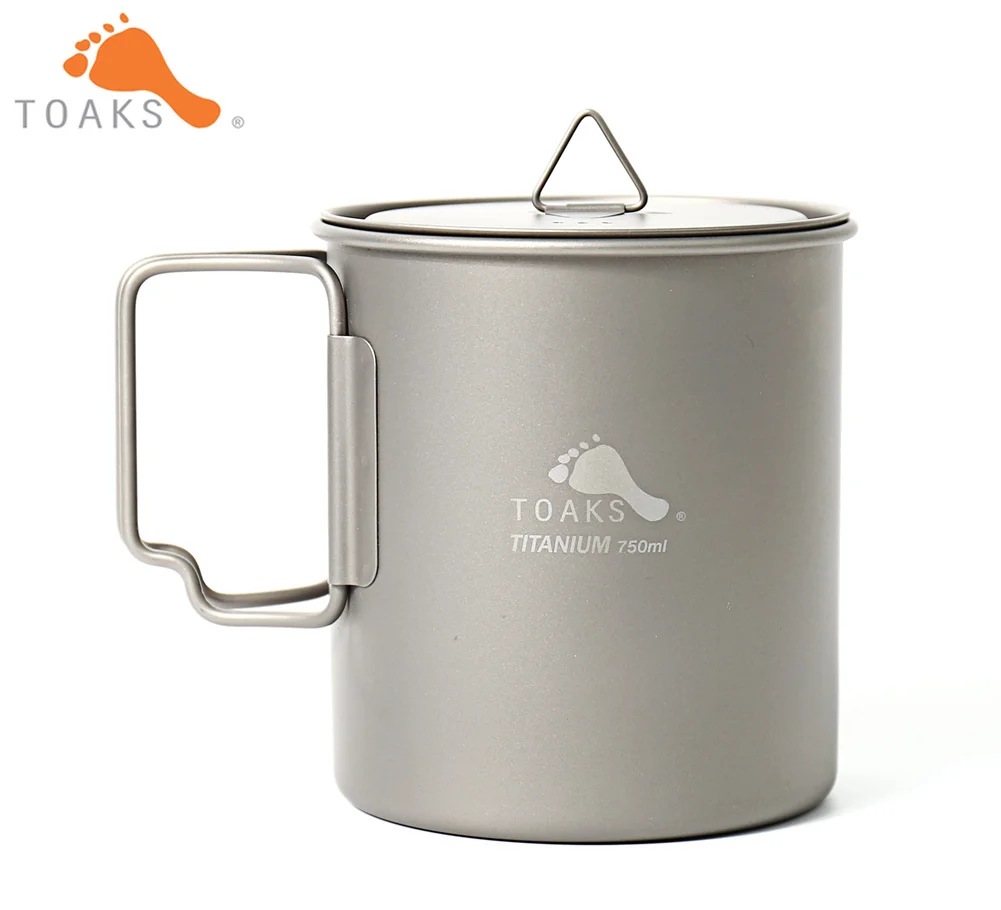 Кружка из чистого титана TOAKS POT 750 Ультралегкая уличная кружка с крышкой и