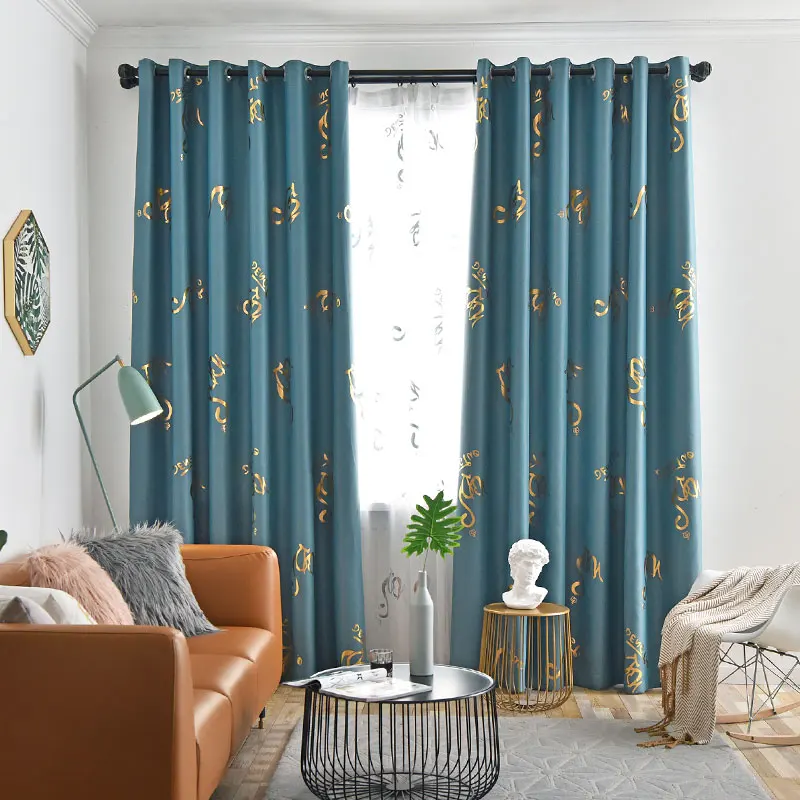 Blue curtains Современная роскошная затемненная занавеска s для гостиной, дома, интерьера, окна, спальни, занавеска, готовая, горячая штамповка, обработанная тканевая панель - Цвет: Blue curtains