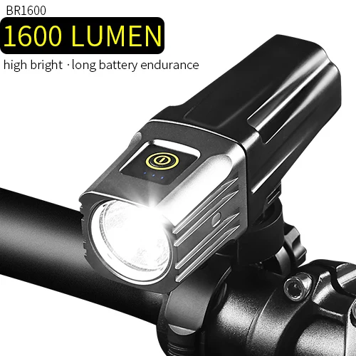 1600 Lumen Профессиональный велосипедный светильник 1600 люменов, 5000 мА/ч, светильник для велосипеда, заряжаемый от USB, велосипедный флэш-светильник, водонепроницаемый светодиодный фонарь, головной светильник - Цвет: 1600 Lumen