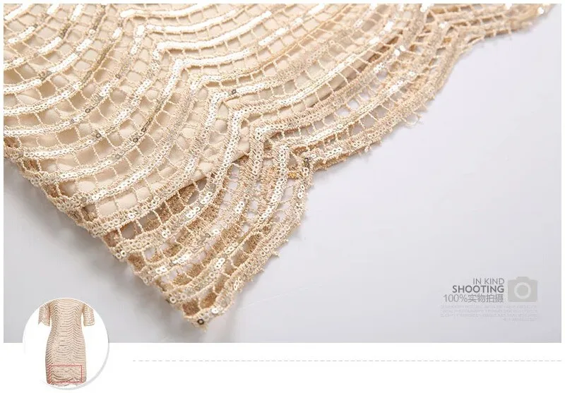 Платья женские платье и элегантных женщин платье роскошные vestidos волнистые золотые украшения полые рукава женщин сексуальный блесток платье для ну вечеринку