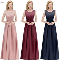 2019 elegant pink burgundy chiffon long bridesmaid dresses sleeveless wedding party guest gown robe demoiselle dhonneur