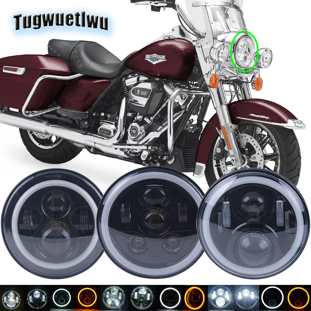 Для harley davidson softail touring 7 дюймов круглый светодиодный фары drl указатель поворота для