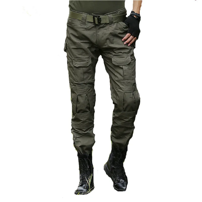 Army green Тактические брюки военные брюки карго Мужские наколенники спецназ армейский страйкбол камуфляж охотник поле Работа боевые брюки без наколенника - Цвет: Army green