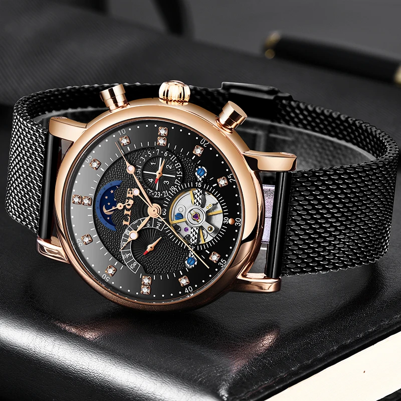 LIGE мужские s часы Роскошные модные брендовые механические automatic Tourbillon
