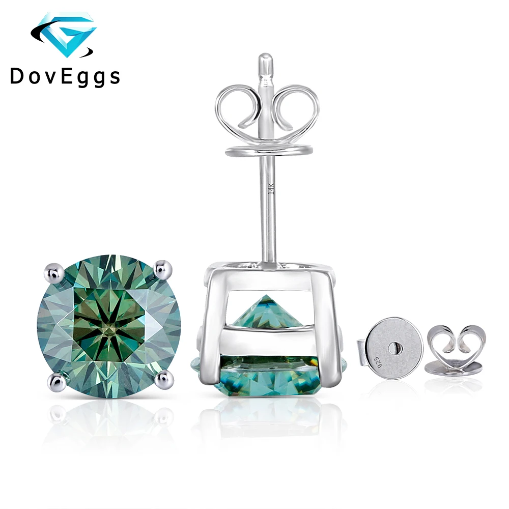 Серебряные серьги DovEggs 4CTW 8 мм цвет темно-синий серебро 925 пробы | Украшения и