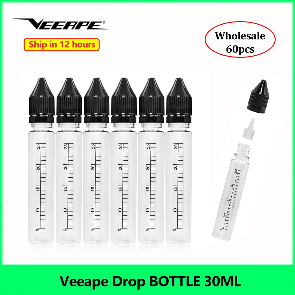 Оптовая продажа 60 шт. Veeape электронная сигарета бутылка для вейпа 30 мл ПЭТ пластик