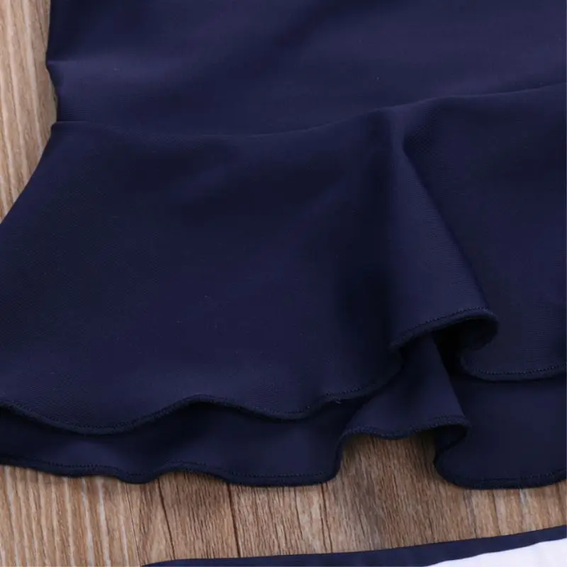 3Pcs Swim Suit Kids Baby Girls Bikini Set Outfits Navy Striped Headband Swimsuit Girl Swimwear Bathing Swimming Wear | Спорт и
