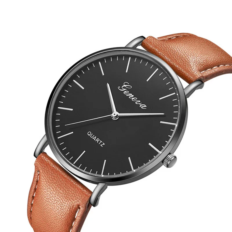 Женская мода Reloj Mujer GENEVA кожаный ремешок повседневные аналоговые кварцевые