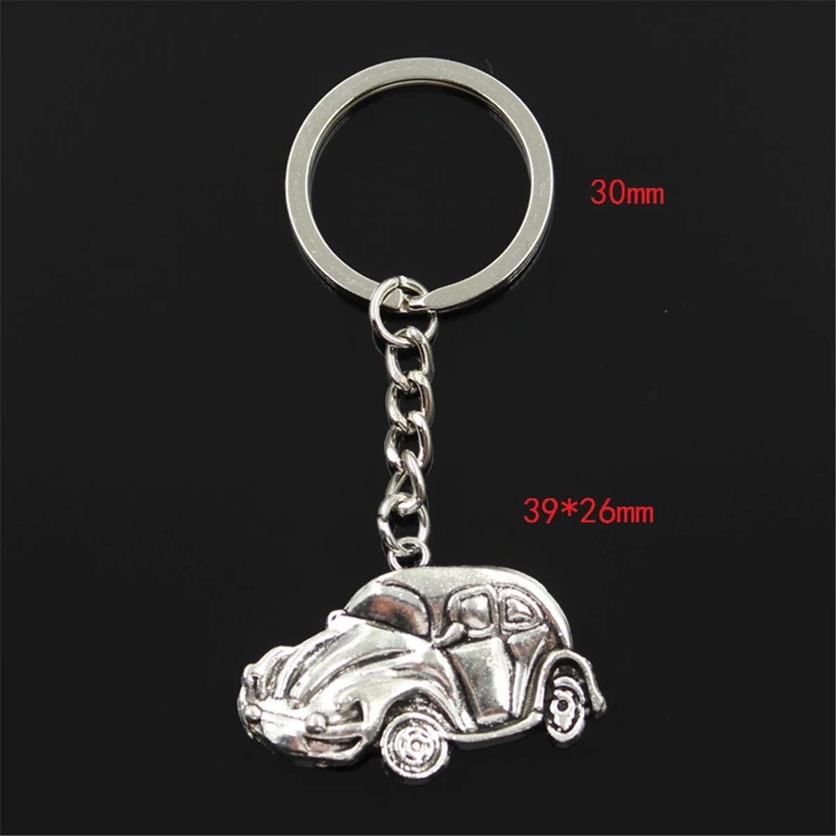 Vintage Car Silver Color Pendant 30mm Keychain for Fashionable Men - DIY Metal Holder Chain - Great Gift - 39x26mm size image 4