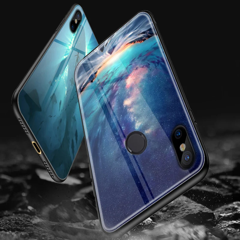 Для Xiaomi mi A2 мобильный чехол для телефона из закаленного стекла жесткий задняя