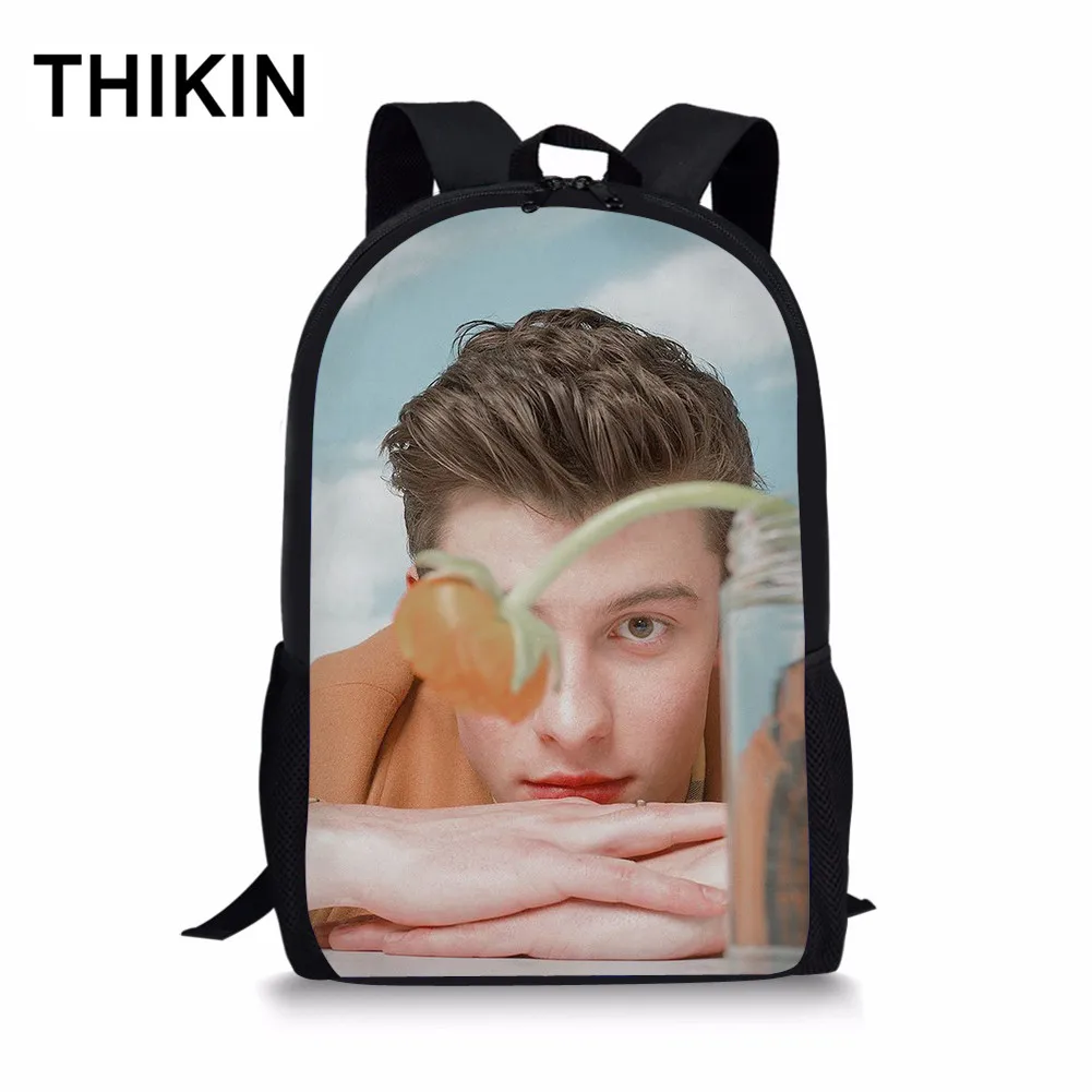 as picture THIKIN Mendes Shawn школьная сумка для студентов, канадский писатель, Печатный полиэстер, школьный рюкзак для студентов, Женский ежедневный Рюкзак Mochila на заказ - Цвет: as picture