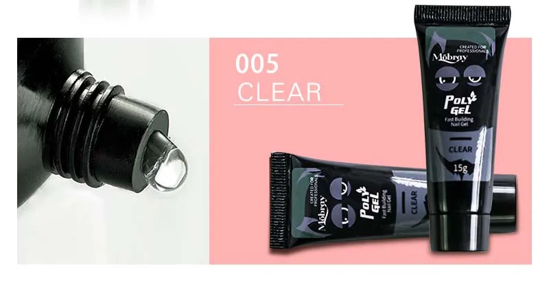 clear 9 цветов, замачиваемый полигель, быстрое строительство, 15 мл, Типсы для ногтей, строительный УФ-гель, камуфляж, инструмент для маникюра - Цвет: clear