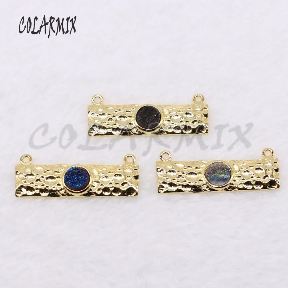 Wholesale rectangle pendant &ampdruzy stone for jewelry making fashion Gold color metal &ampBlue lady 4640 | Украшения и