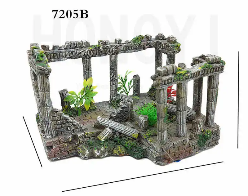 gray 7205A аквариум римская колонна украшение из смолы пещера украшение искусственный аквариум фон Imitiation аквариумный Декор - Цвет: gray
