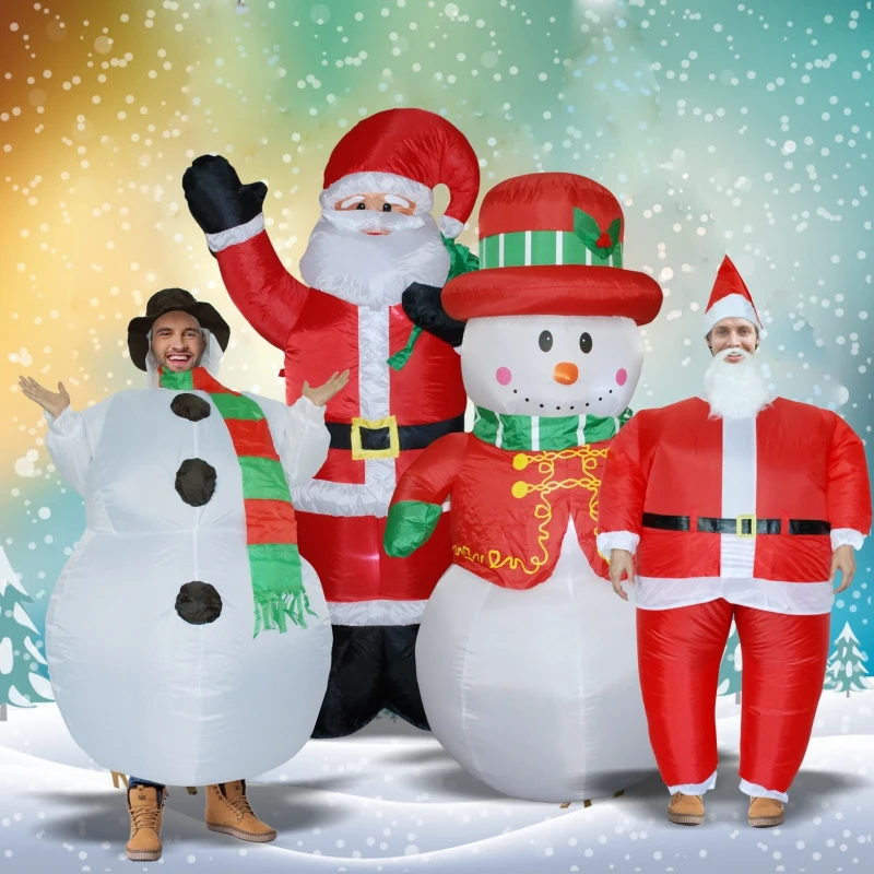 Merry Рождество надувные Косплей Костюм Санта Клаус Air Игрушечные лошадки Снеговик