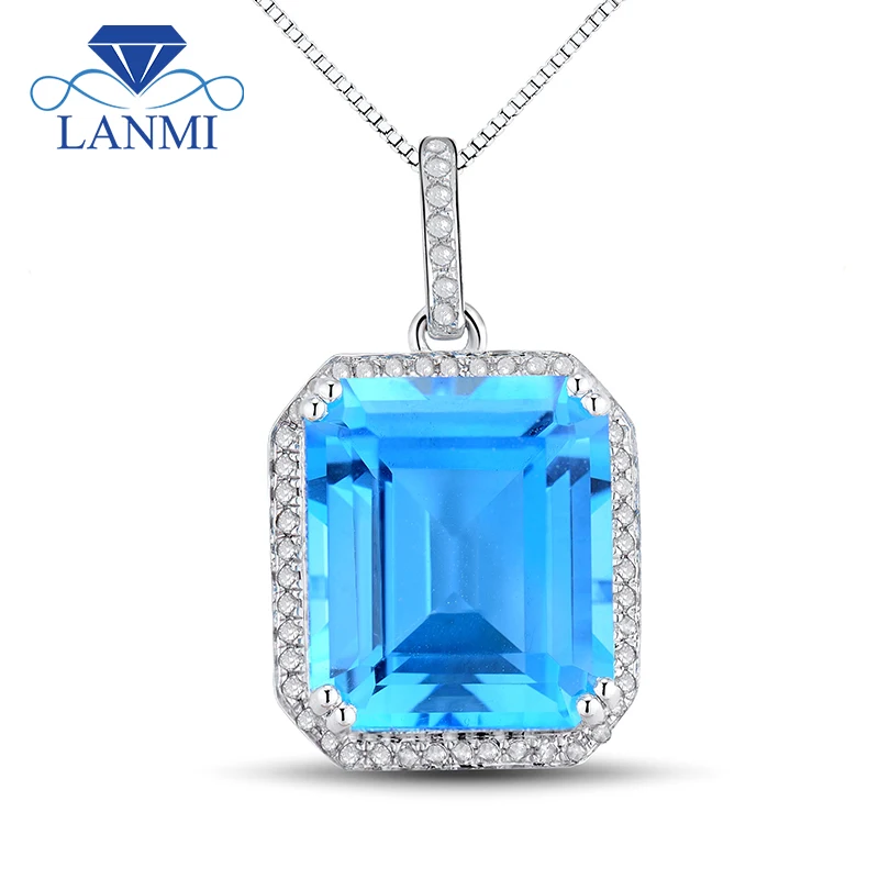 Подвеска 12x14 мм ESR15 из белого золота с изумрудной огранкой|pendant white gold|pendant goldpendant