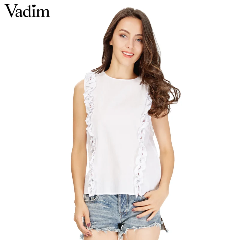 Женская блузка летняя белая без рукавов с круглым вырезом|white blouse|blouse brandbrand blouse |