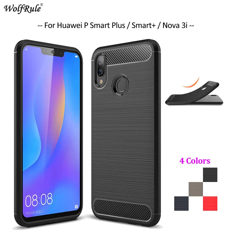 

Чехол для телефона из углеродного волокна для Huawei P Smart Plus, мягкий чехол из ТПУ для Huawei Nova 3i / P Smart + прочный бампер для телефона 6,3''