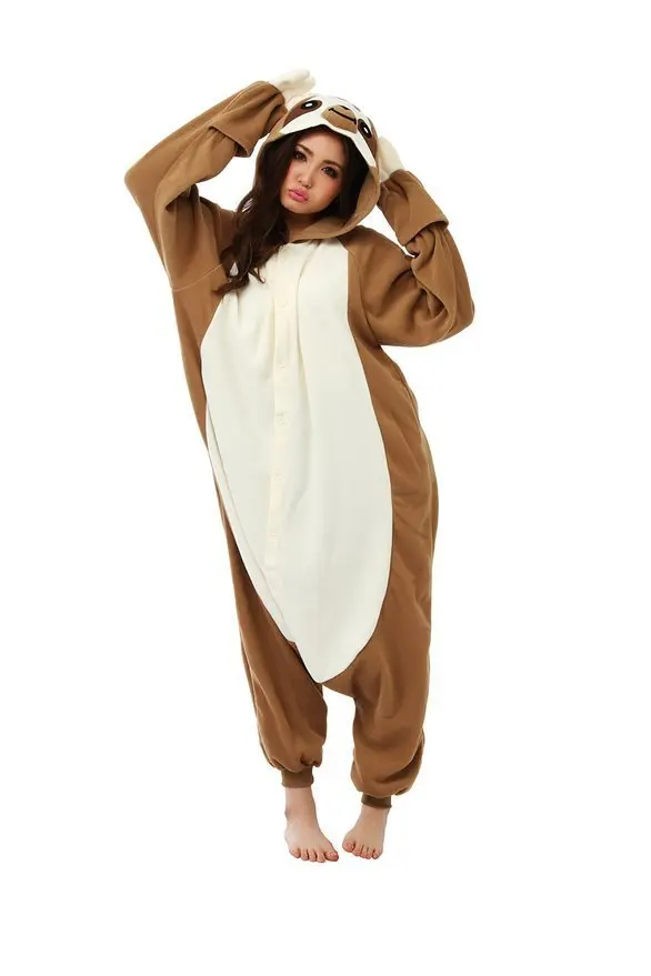 Кигуруми Ленивец Onesie пижамы костюм Косплэй Пижама животных Sleepsuit Комбинезоны для