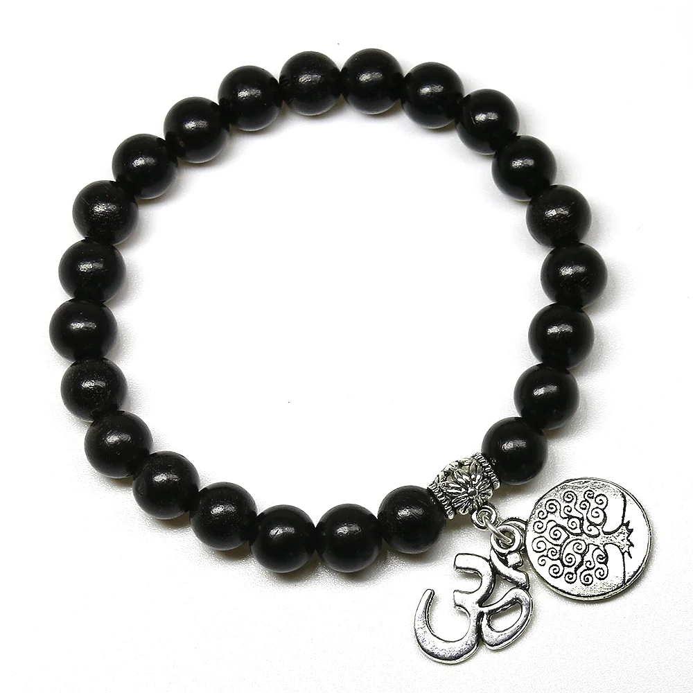 8 мм браслет для йоги женщин черный деревянный дерево жизни из натурального