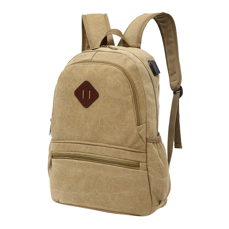 Для мужчин внешняя зарядка USB Рюкзак корейской моды холст Рюкзаки для подростков
