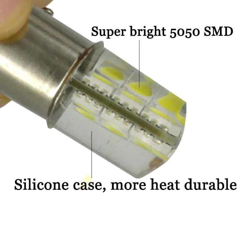 100 шт. P21/5 Вт S25 1157 силиконовая BAY15D 12SMD 5050 Светодиодный лампа 2 Холодный белый 8000K