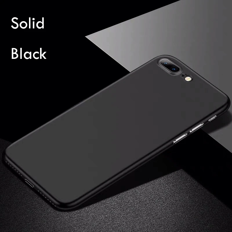 solid black 0,3 мм Ультратонкий чехол для телефона Iphone Xs Max Xr X 8 7 6s 6 S Plus Матовый Прозрачный жесткий чехол для Iphone 5 5S SE чехол - Цвет: solid black