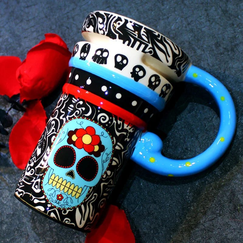 ULKNN Creative Fashion Painted Ceramic Mug With Lid Spoon Milk Coffee Tea Cup Couples Lover Nice Gifts Mass Capacity Drinkw | Дом и сад