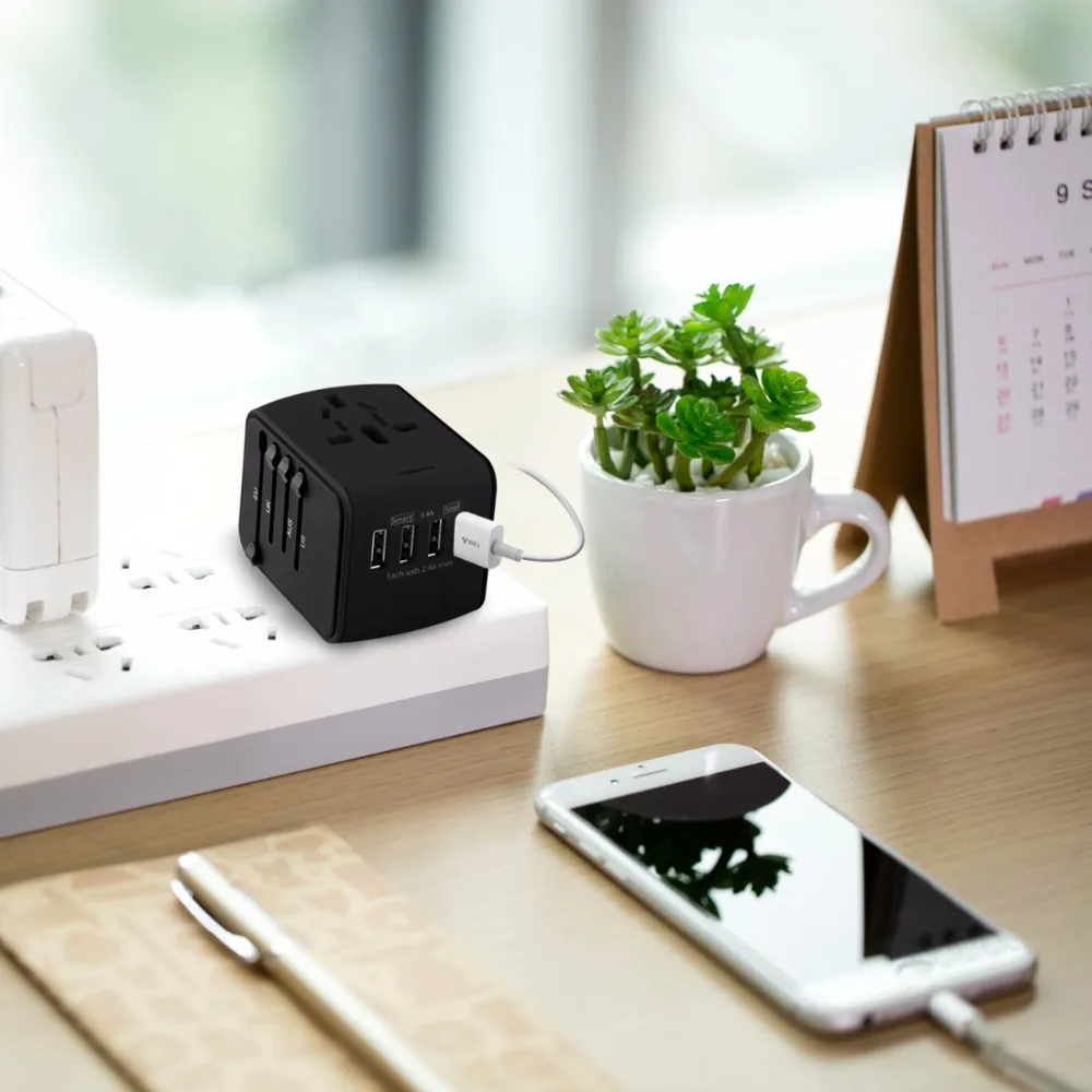 LONGET дорожный адаптер Международный Универсальный адаптер питания с 4 USB по всему миру настенное зарядное устройство для Великобритании/ЕС/US