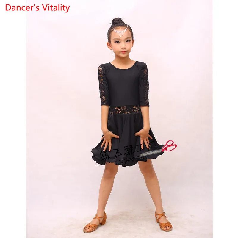 

New Lace Latin Dance Practice Dress For Girls/Kid's Waltze GB Ballroom Latin Dance Stage Performance Competition Clothing