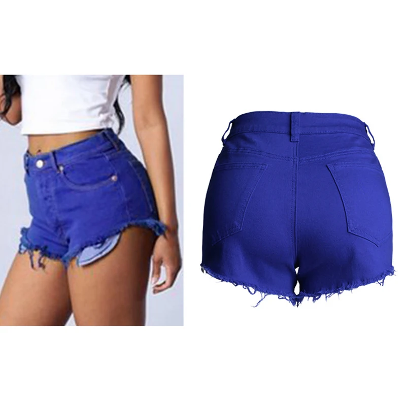 Летние джинсовые шорты для женщин сексуальные однотонные короткие с широкими