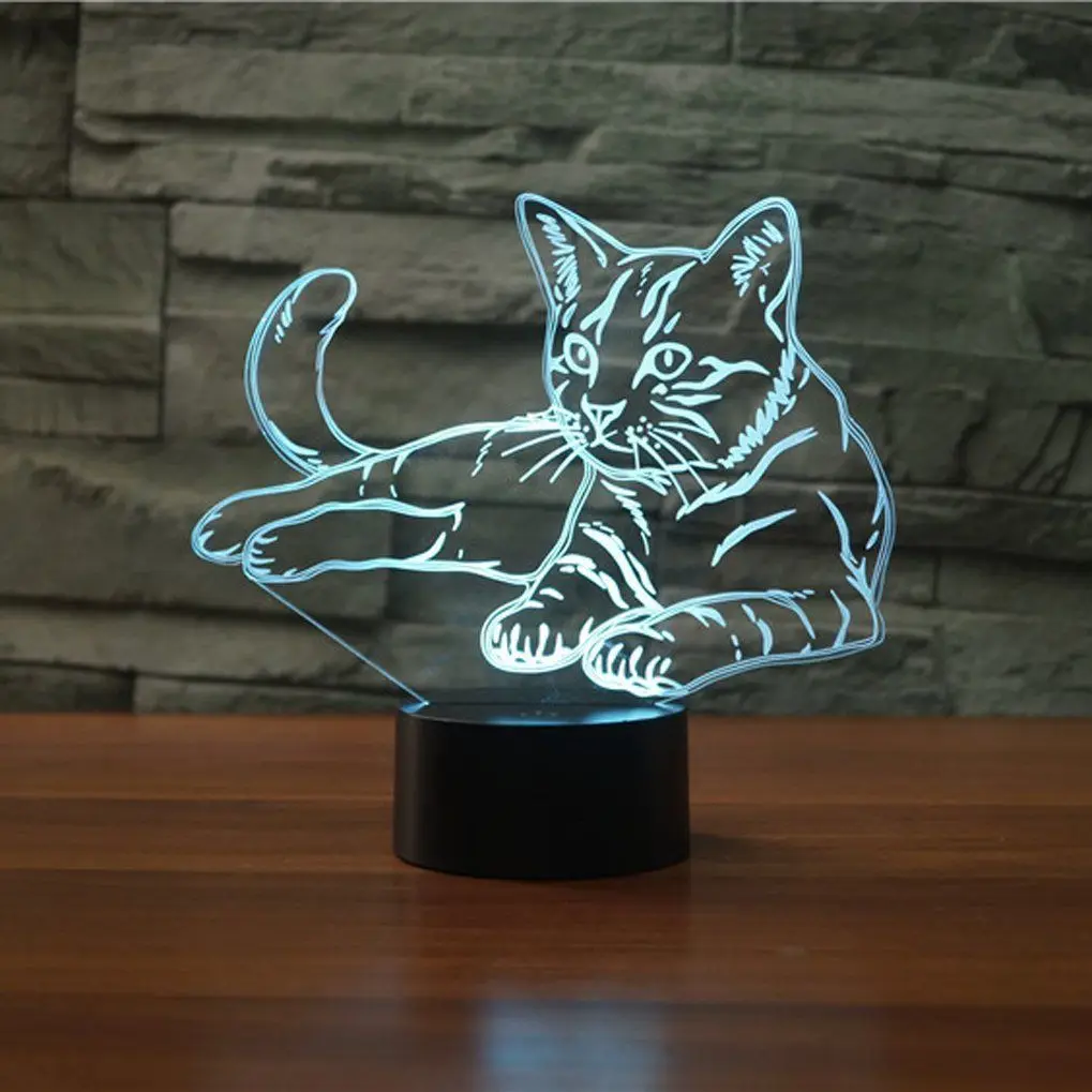 Светодиодные настольные USB LED кошка лампы 3D иллюзия Лампа jawell Night Light модель
