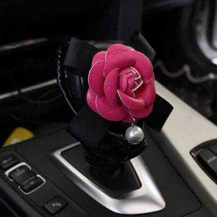 Серия Camellia, наборы, аксессуары для салона автомобиля, кожаный чехол на руль, авто Кристалл, подголовник, подушки, коробка для салфеток, подлокотник - Название цвета: shifter cover cover