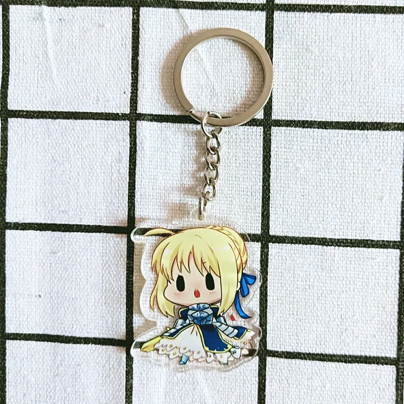 Аниме акриловый Fate Grand order Saber прозрачный двусторонний кулон Fate llaveros para mujer кошелек цепочка брелки - Цвет: FATE4