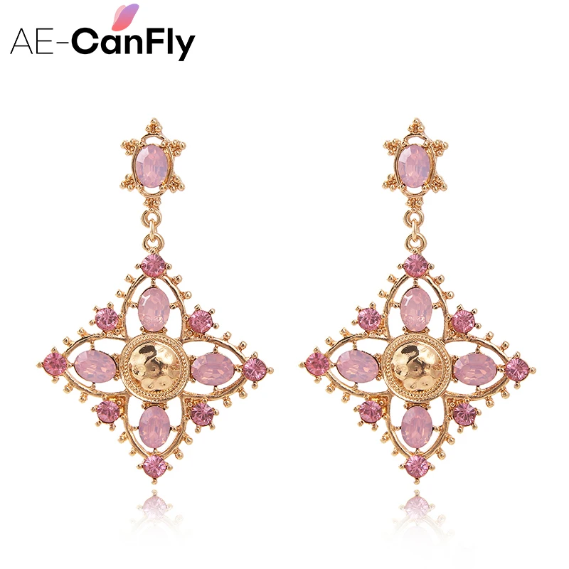 AE CANFLY элегантные модные квадратные розовые стразы в стиле барокко длинные
