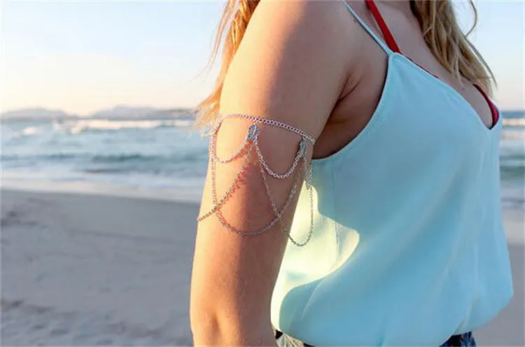 Женская Бронзовая цепочка на руку женский браслет верхнюю сексуальные цепочки с