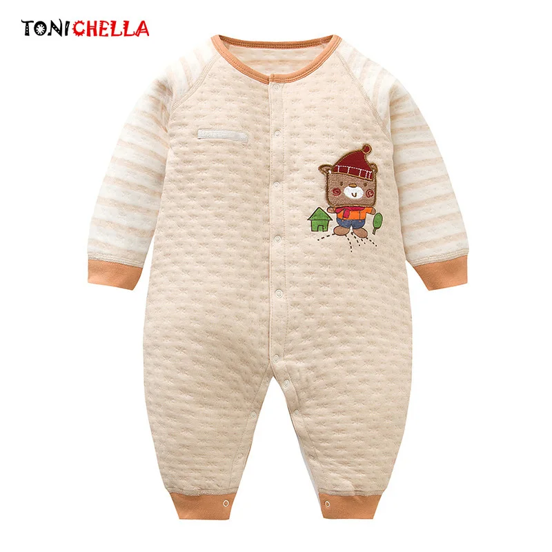 

Baby Rompers Winter Autumn Thick Warm Cotton Jumpsuits Bear Pattern Infant Newborns Boys Girls Soft Long Sleeve Clothing CL5065