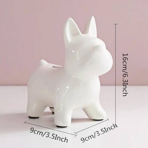White Dog VILEAD 16 см керамические фигурки собак щенок копилка ремесла ТВ кабинет крытый гостиная Ins ветер украшения дома аксессуары - Цвет: White Dog
