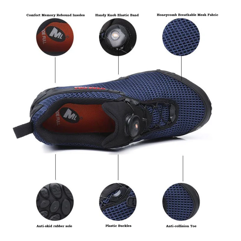 MODE FULL Hiking Walking Sport Shoes Breathable Mesh Men Navy Blue Army Green Black Outdoor | Спорт и развлечения