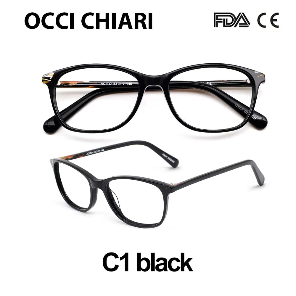 OCCI CHIARI женские компьютерные очки с принтом анти-синий луч прозрачные очки Анти-усталость миопия, Гиперметропия черные оправы для очков ACITO - Цвет оправы: C1 black