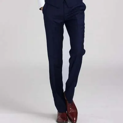 NAVY BLUE Повседневный Свадебный Мужской костюм брюки модные облегающие Черные Серые деловые официальные брюки вечерние Брюки - Цвет: NAVY BLUE