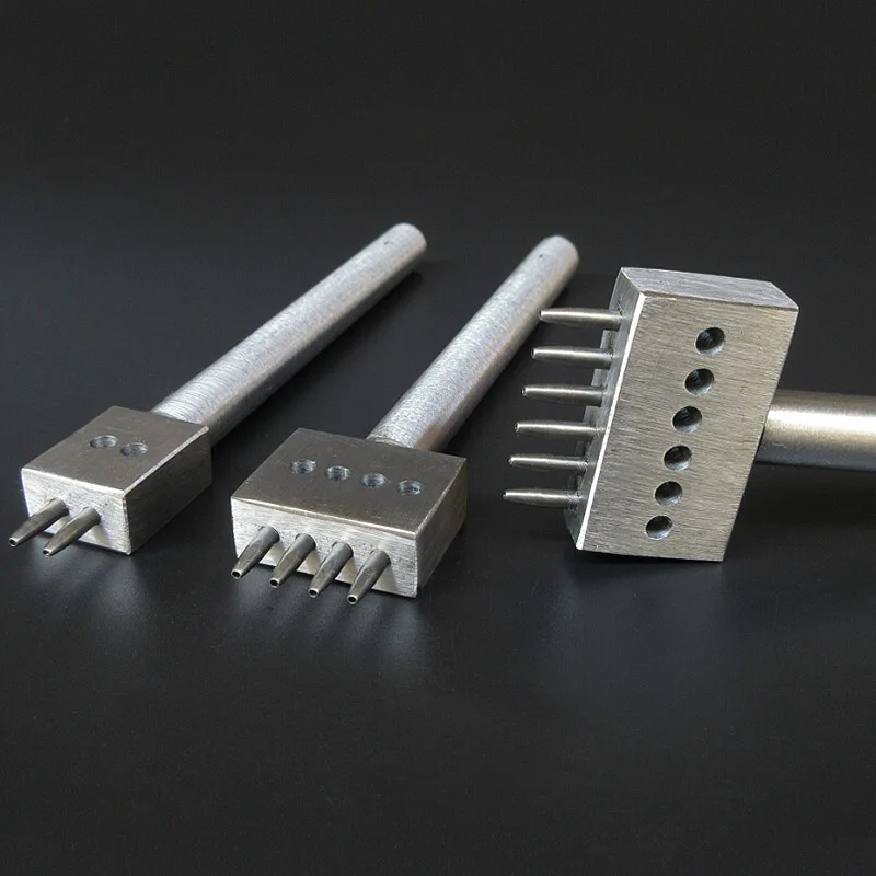 1pc DIY Leather craft Tools Steel 2/4/6 Prong Tool Punch Spacing Row Circular Cut Hole Stitching Cutter | Дом и сад