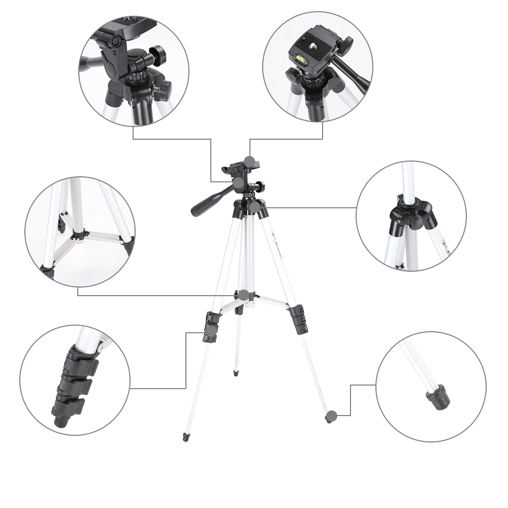 Штатив WEIFENG WT3110A с Трехходовой головкой Трипод для DSLR камеры Canon Nikon + бумага чистки