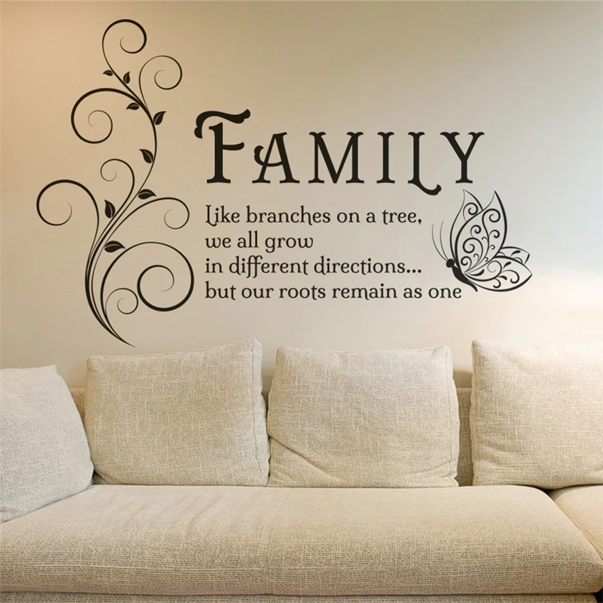 Family Tree Butterfly Wall Art Sticker Decals Quotes Mural family Modern Designl Living Room Home Decor M657 | Дом и сад