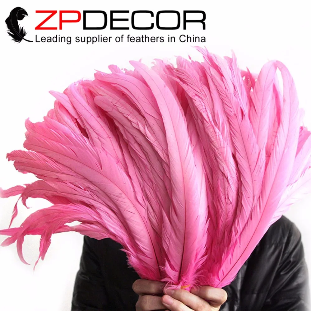 

ZPDECOR 100 шт./лот 35-40 см (14-16 дюймов) ручной выбор оптовая продажа красивый Обесцвечивающий розовый Петух Coque хвост перья украшения