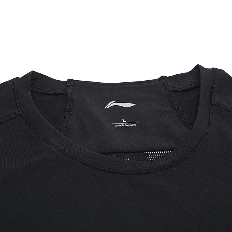 Li-Ning мужские футболки для тренировок для спортзала на сухой 88% нейлон 12% спандекс тонкая посадка дышащая подкладка Спортивная футболка Топы ATSN037 CAMJ18