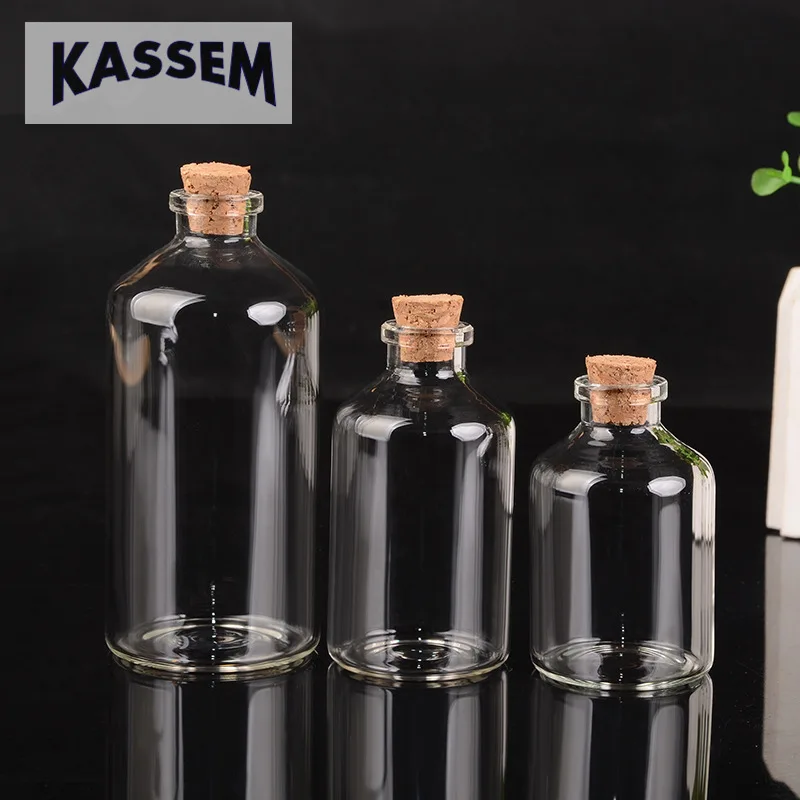 Прозрачные стеклянные бутылки с пробкой 110 мл пустые флаконы для хранения