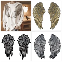 3 color iron on sequin patches diy angel wings embroidered patches for clothes to repair hole sew on t shirt coat trim applique